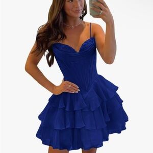 Elegant Blue Ruffled Dress